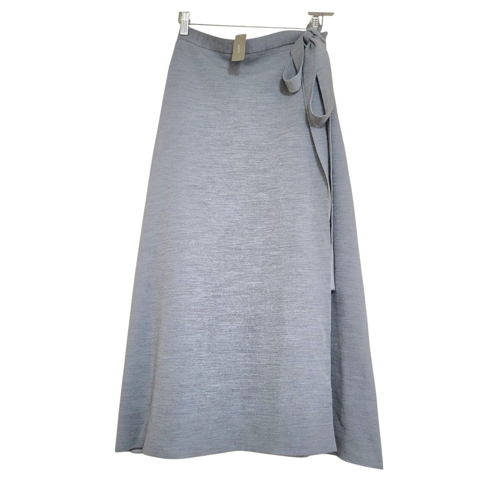 J.Crew Womens M Quiet Luxury Merino Wool Wrap Skirt Two Tone Grey Midi BA911